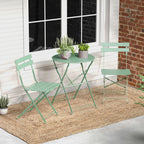 Ensemble bistrot pliant en métal 3 pièces, salon de conversation intérieur/extérieur résistant aux intempéries pour patio, cour, jardin