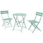 Ensemble bistrot pliant en métal 3 pièces, salon de conversation intérieur/extérieur résistant aux intempéries pour patio, cour, jardin