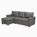 Canapé d'angle réversible convertible avec lit gigogne, méridienne de rangement et pieds durables