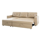 Canapé d'angle réversible convertible avec lit gigogne, méridienne de rangement et pieds durables