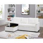 Canapé d'angle réversible convertible avec lit gigogne, méridienne de rangement et pieds durables