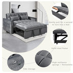 Causeuse futon moderne en velours avec dossier inclinable et poches, 2 places ??Gris foncé / Gris clair / Bleu / Noir