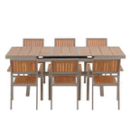 Ensemble de salle à manger d'extérieur extensible 7 pièces avec table extensible et 6 fauteuils