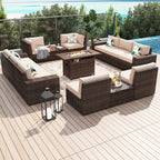 Ensemble de mobilier de jardin 13 pièces avec table brasero de 44 pouces