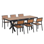 Ensemble de salle à manger d'extérieur extensible 7 pièces avec table extensible et 6 fauteuils