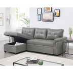 Canapé d'angle réversible convertible avec lit gigogne, méridienne de rangement et pieds durables