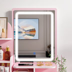 Coiffeuse avec miroir LED intégré et tabouret
