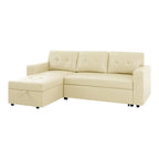 Canapé d'angle réversible convertible avec lit gigogne, méridienne de rangement et pieds durables