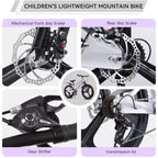 VTT NAYSAYE 20 pouces pour enfants avec transmission à 7 vitesses et cadre en alliage de magnésium pour garçons et filles âgés de 8 à 12 ans, 57.09*21.65*29.92