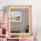 Coiffeuse avec miroir LED intégré et tabouret