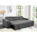 Roomfitters 103 Canapé sectionnel convertible avec méridienne de rangement, appuie-têtes réglables, canapé d'angle en L avec fonction couchage, gris foncé