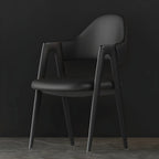 Chaise de salle à manger moderne en cuir à dossier ouvert et incurvé avec accoudoirs