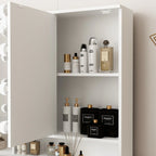 Coiffeuse avec miroir triptyque éclairage certifié et plateau en verre