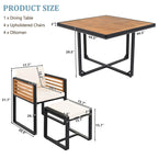Ensemble de salle à manger d'extérieur 18 pièces en bois d'acacia, 8 chaises rembourrées, 8 poufs et 2 tables carrées