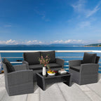Ensemble de 4 pièces de canapé de patio avec table basse, salon de jardin