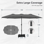 MAISON ARTS Grand Parasol Double Face de 4,5 m avec Base Incluse pour Patio