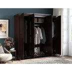 Palace Imports Kyle Armoire 4 portes 100 % en bois massif avec portes en bois massif ou portes miroir