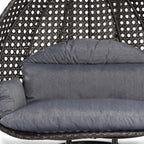 LeisureMod Fauteuil suspendu œuf 2 places avec support - Balançoire / hamac de patio en rotin osier pour extérieur/intérieur avec coussins