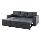 Canapé d'angle réversible convertible avec lit gigogne, méridienne de rangement et pieds durables