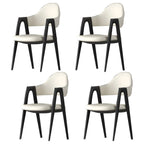 Chaise de salle à manger moderne en cuir à dossier ouvert et incurvé avec accoudoirs