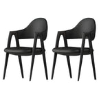 Chaise de salle à manger moderne en cuir à dossier ouvert et incurvé avec accoudoirs