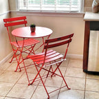 Ensemble bistrot pliant en métal 3 pièces, salon de conversation intérieur/extérieur résistant aux intempéries pour patio, cour, jardin