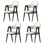 Chaise de salle à manger moderne en cuir à dossier ouvert et incurvé avec accoudoirs