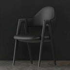 Chaise de salle à manger moderne en cuir à dossier ouvert et incurvé avec accoudoirs