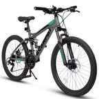 Vélo de montagne Okak 27,5 pouces avec double amortisseur avant et arrière, VTT 21 vitesses avec frein à disque mécanique, vélo adulte pour hommes et femmes