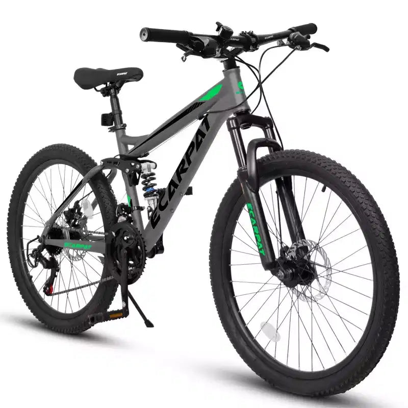 Vélo de montagne Okak 27,5 pouces avec double amortisseur avant et arrière, VTT 21 vitesses avec frein à disque mécanique, vélo adulte pour hommes et femmes