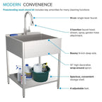 Transolid EWS-2422S Évier de buanderie et support de lavage en acier inoxydable de 24 po L x 22 po P x 35 po H - 24 po x 22 po