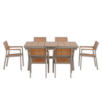 Ensemble de salle à manger d'extérieur extensible 7 pièces avec table extensible et 6 fauteuils