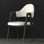 Chaise de salle à manger moderne en cuir à dossier ouvert et incurvé avec accoudoirs