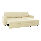 Canapé d'angle réversible convertible avec lit gigogne, méridienne de rangement et pieds durables