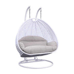 LeisureMod Fauteuil suspendu œuf 2 places avec support - Balançoire / hamac de patio en rotin osier pour extérieur/intérieur avec coussins