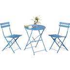 Ensemble bistrot pliant en métal 3 pièces, salon de conversation intérieur/extérieur résistant aux intempéries pour patio, cour, jardin