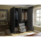 Palace Imports Armoire Cosmo 3 portes 100 % bois massif avec portes en bois massif ou portes miroir