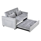 Causeuse futon moderne en velours avec dossier inclinable et poches, 2 places ??Gris foncé / Gris clair / Bleu / Noir