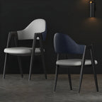 Chaise de salle à manger moderne en cuir à dossier ouvert et incurvé avec accoudoirs