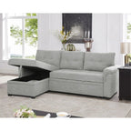 Canapé d'angle réversible convertible avec lit gigogne, méridienne de rangement et pieds durables