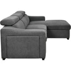 Roomfitters 103 Canapé sectionnel convertible avec méridienne de rangement, appuie-têtes réglables, canapé d'angle en L avec fonction couchage, gris foncé