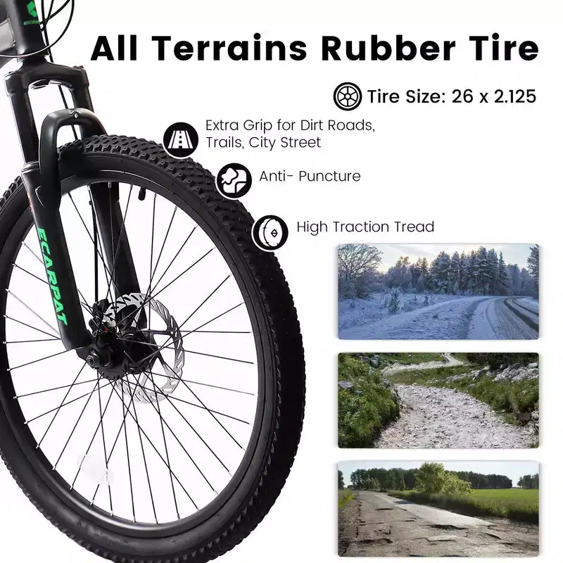 VTT Okak 26 pouces avec freins à disque, vélo adulte 21 vitesses avec cadre durable et double amortissement arrière, vélo pour le cyclisme sur route en ville