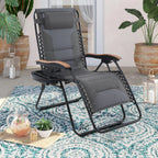 Fauteuil de relaxation zéro gravité XL surdimensionné rembourré avec accoudoirs plus larges et porte-gobelet réglable - N/A