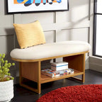 Banc d'entrée à étagère ouverte avec coussin – Siège de rangement rembourré pour chambre ou couloir