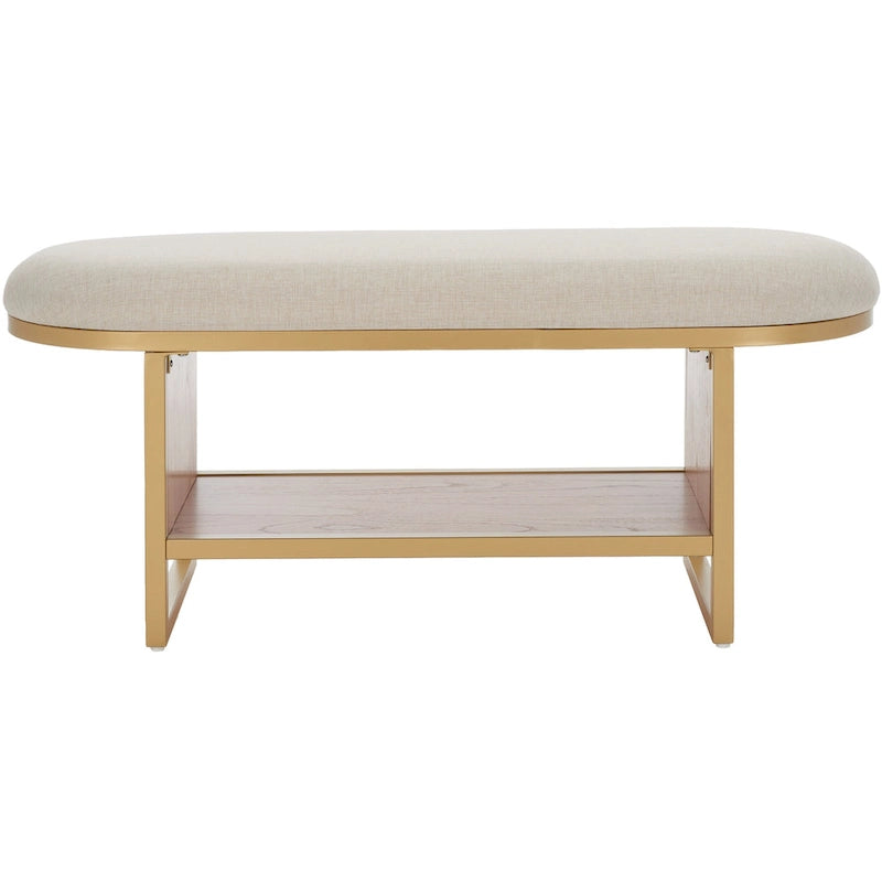 Banc d'entrée à étagère ouverte avec coussin – Siège de rangement rembourré pour chambre ou couloir