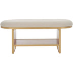 Banc d'entrée à étagère ouverte avec coussin – Siège de rangement rembourré pour chambre ou couloir