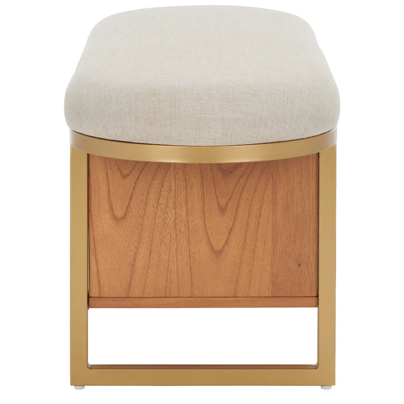 Banc d'entrée à étagère ouverte avec coussin – Siège de rangement rembourré pour chambre ou couloir