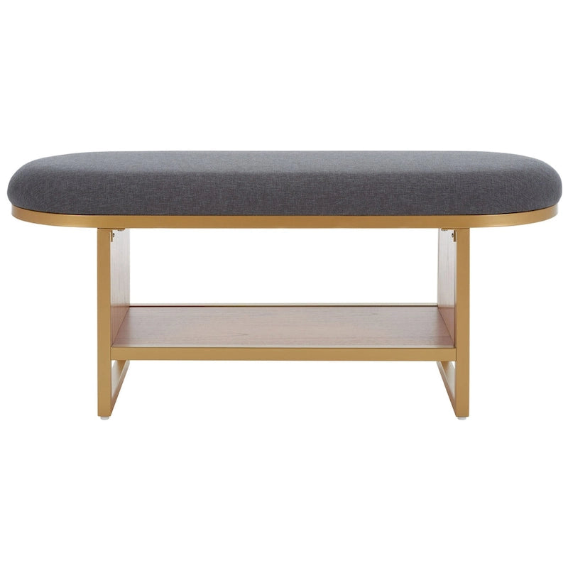 Banc d'entrée à étagère ouverte avec coussin – Siège de rangement rembourré pour chambre ou couloir