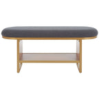 Banc d'entrée à étagère ouverte avec coussin – Siège de rangement rembourré pour chambre ou couloir
