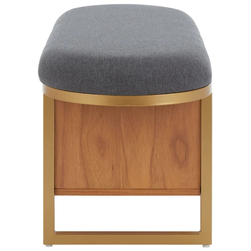 Banc d'entrée à étagère ouverte avec coussin – Siège de rangement rembourré pour chambre ou couloir